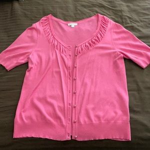 New York & Co hot pink short sleeve sweater; lightly worn; size XL